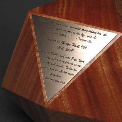 Limited Edition 20-sided Wood Cremation Urn for a Small Human or Pet up to 125 pounds