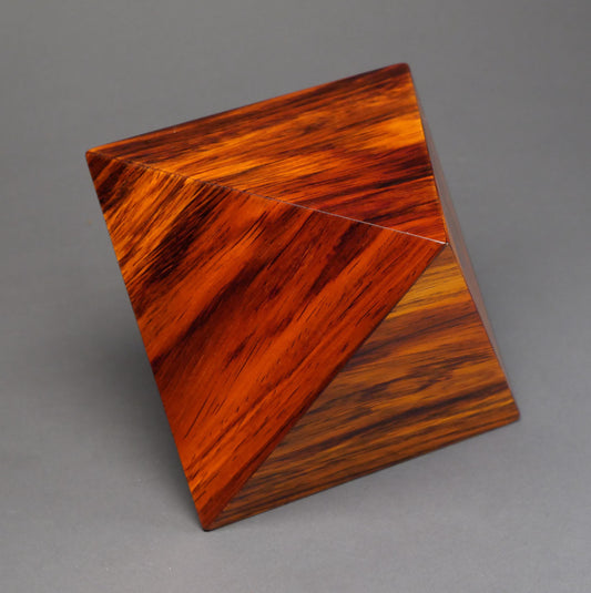 Cocobolo Octahedron Urn for Small Human or Pet Ashes, Exotic Woods, 65 cu-in