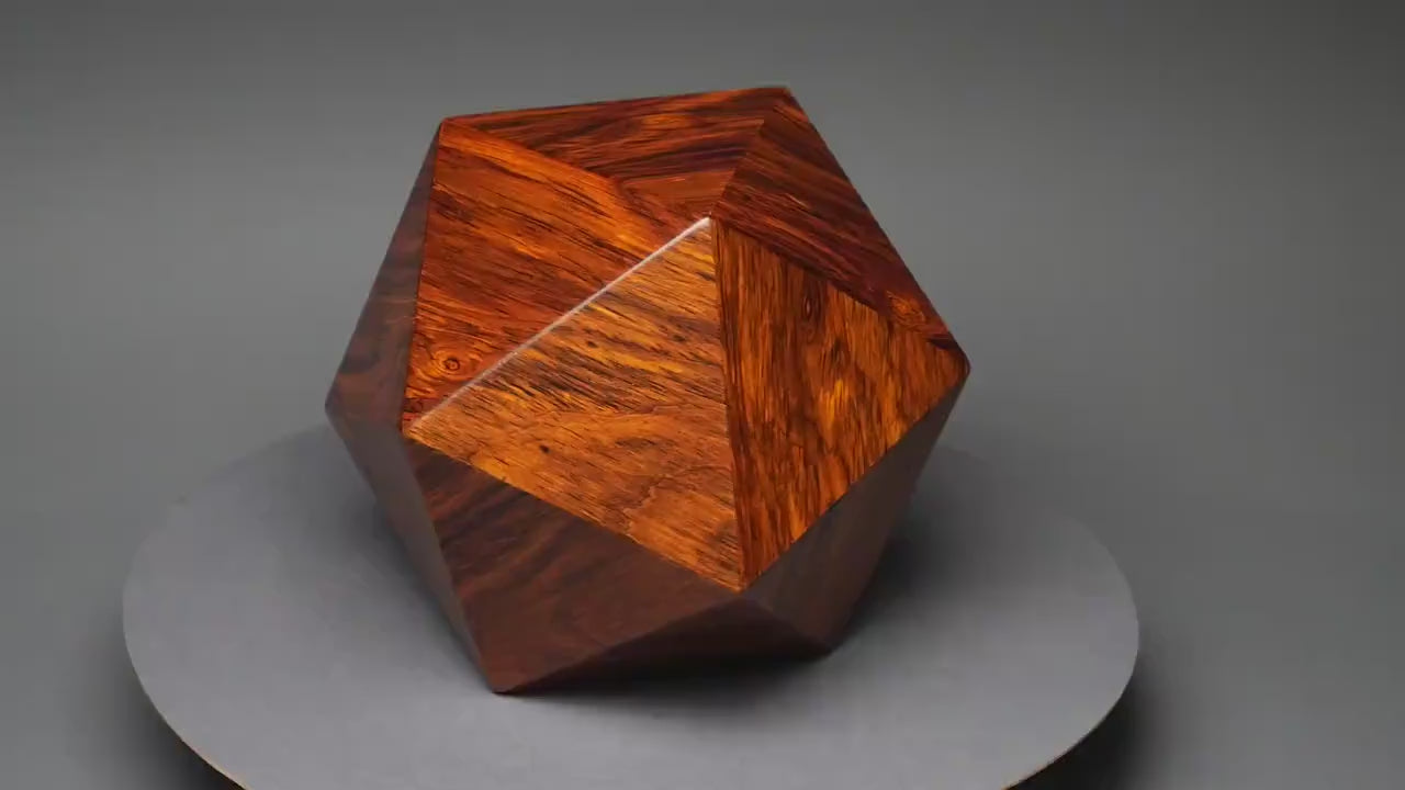 Limited Edition 20-sided Wood Cremation Urn for a Small Human or Pet up to 125 pounds