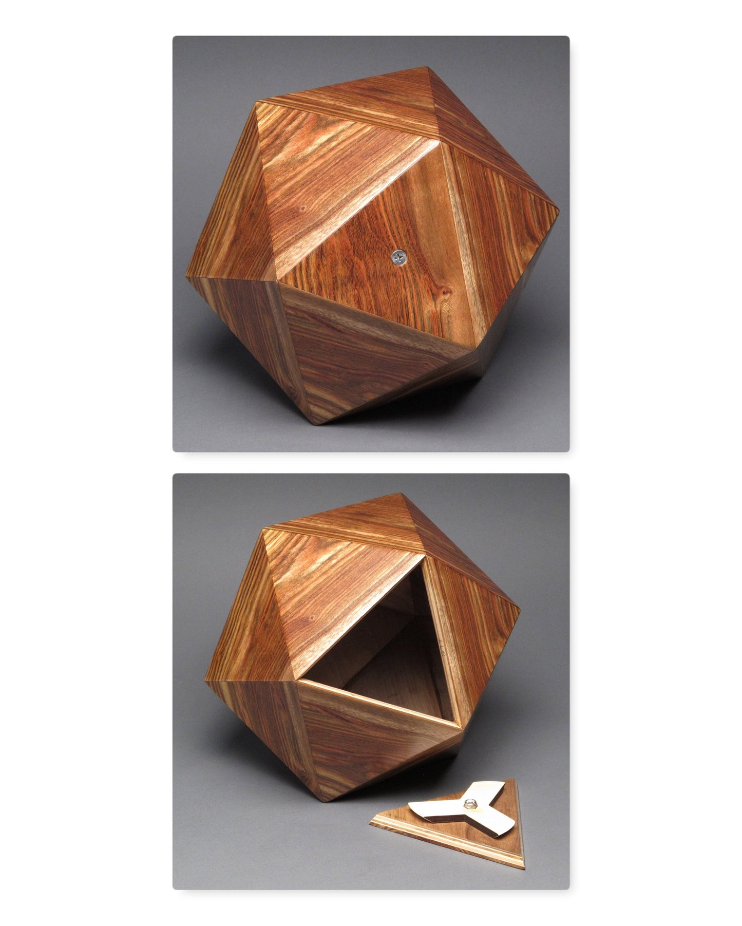 Limited Edition 20-sided Wood Cremation Urn for a Small Human or Pet up to 125 pounds