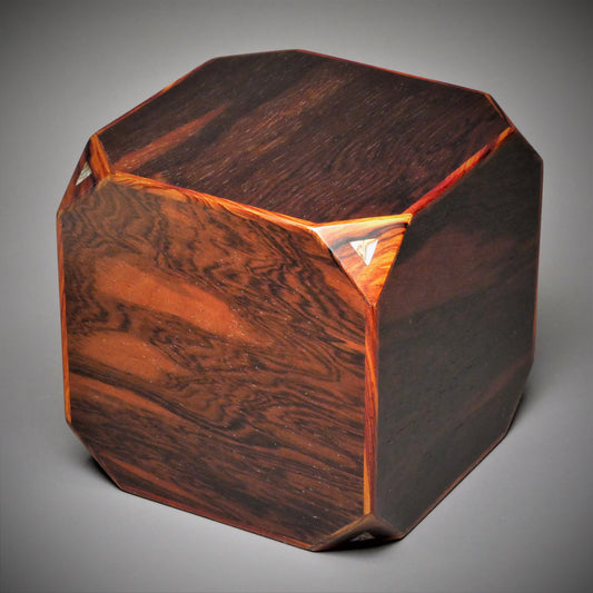 Brazilian Rosewood Urn for Adult Human Ashes, 230 cu-in, Paua Inlay