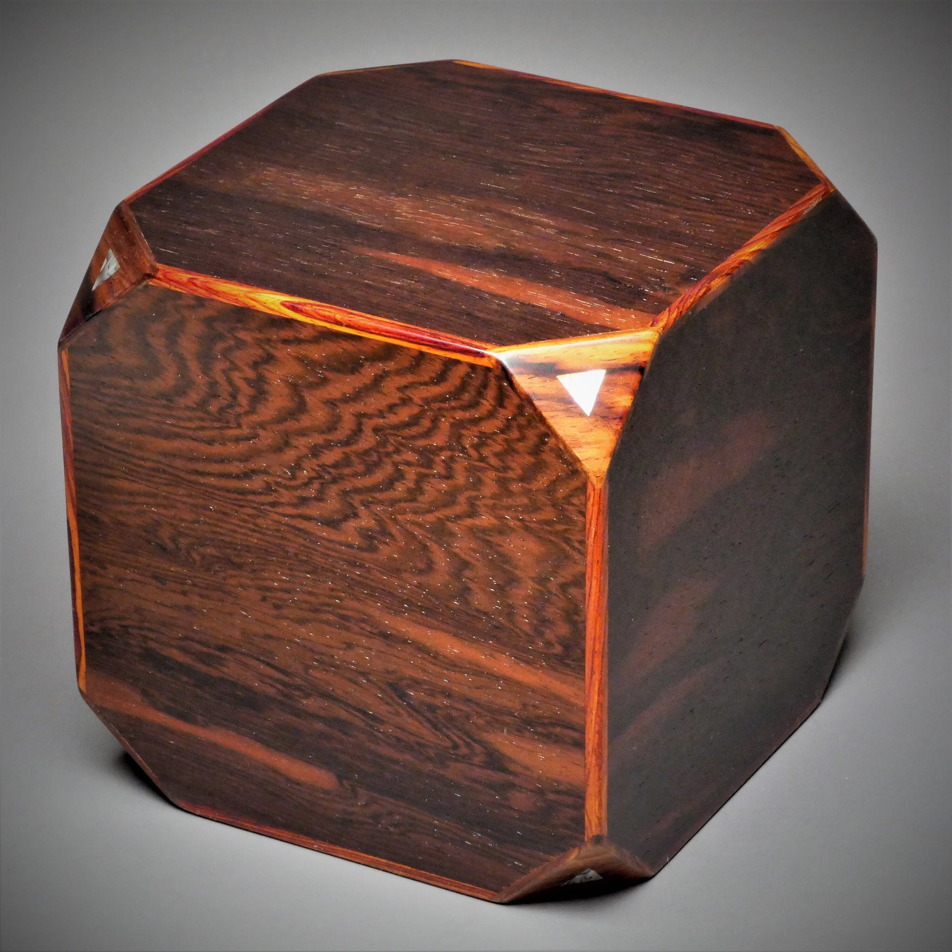 Brazilian Rosewood Urn for Adult Human Ashes, 230 cu-in, Paua Inlay