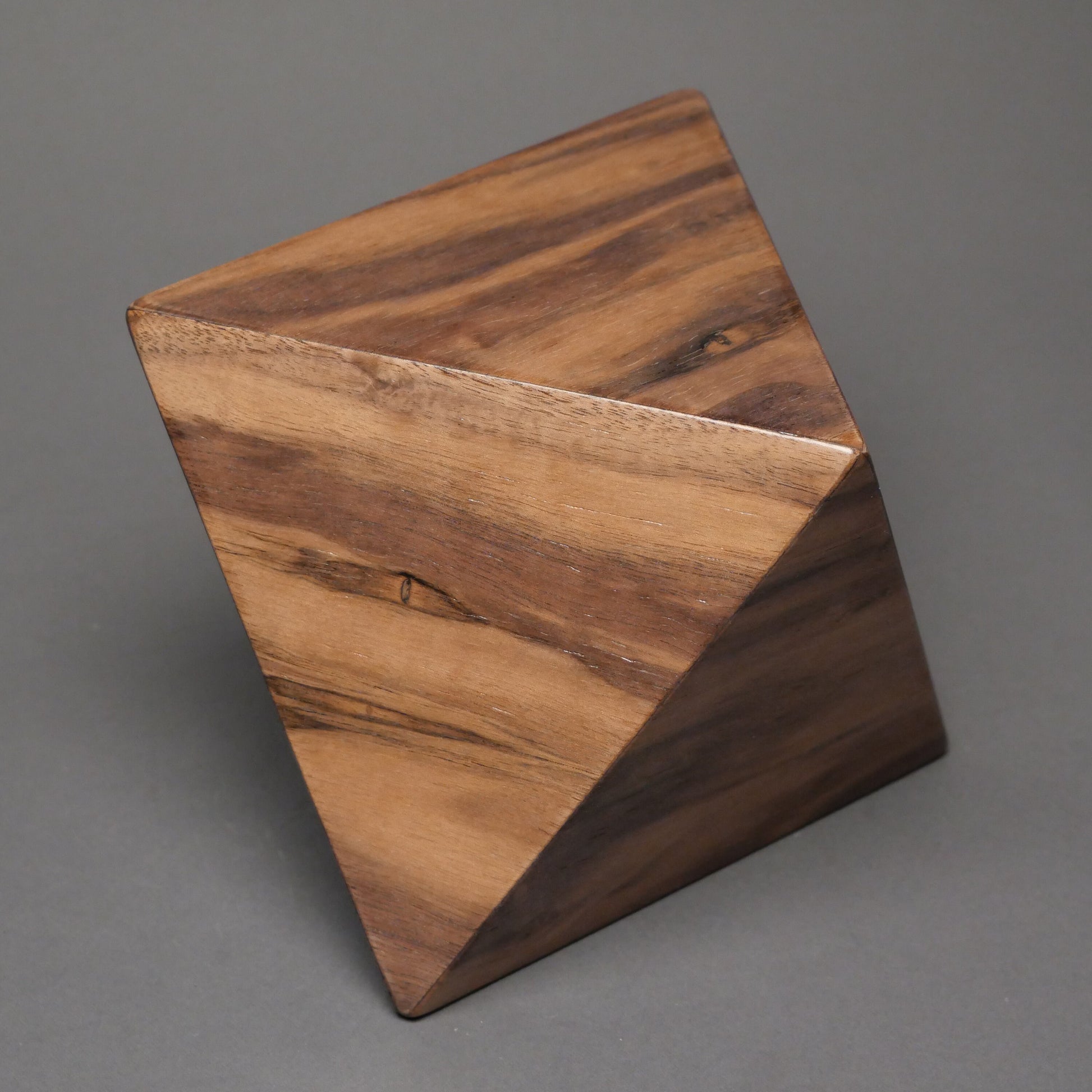 Geometric Cremation Urn for Small Human or Pet Ashes, Exotic Woods, 65 cu-in