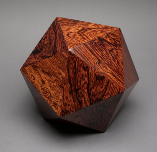 Limited Edition 20-sided Wood Cremation Urn for a Small Human or Pet up to 125 pounds