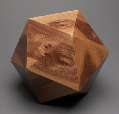 Walnut Wood Icosahedron Urn: Pet & Small Human Ashes