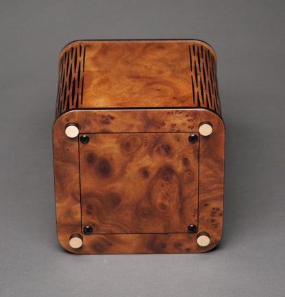 Burlwood Cremation Urn: Pet/Small Human Keepsake Box, 65 cu-in