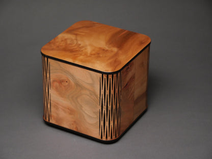 Burlwood Cremation Urn: Pet/Small Human Keepsake Box, 65 cu-in