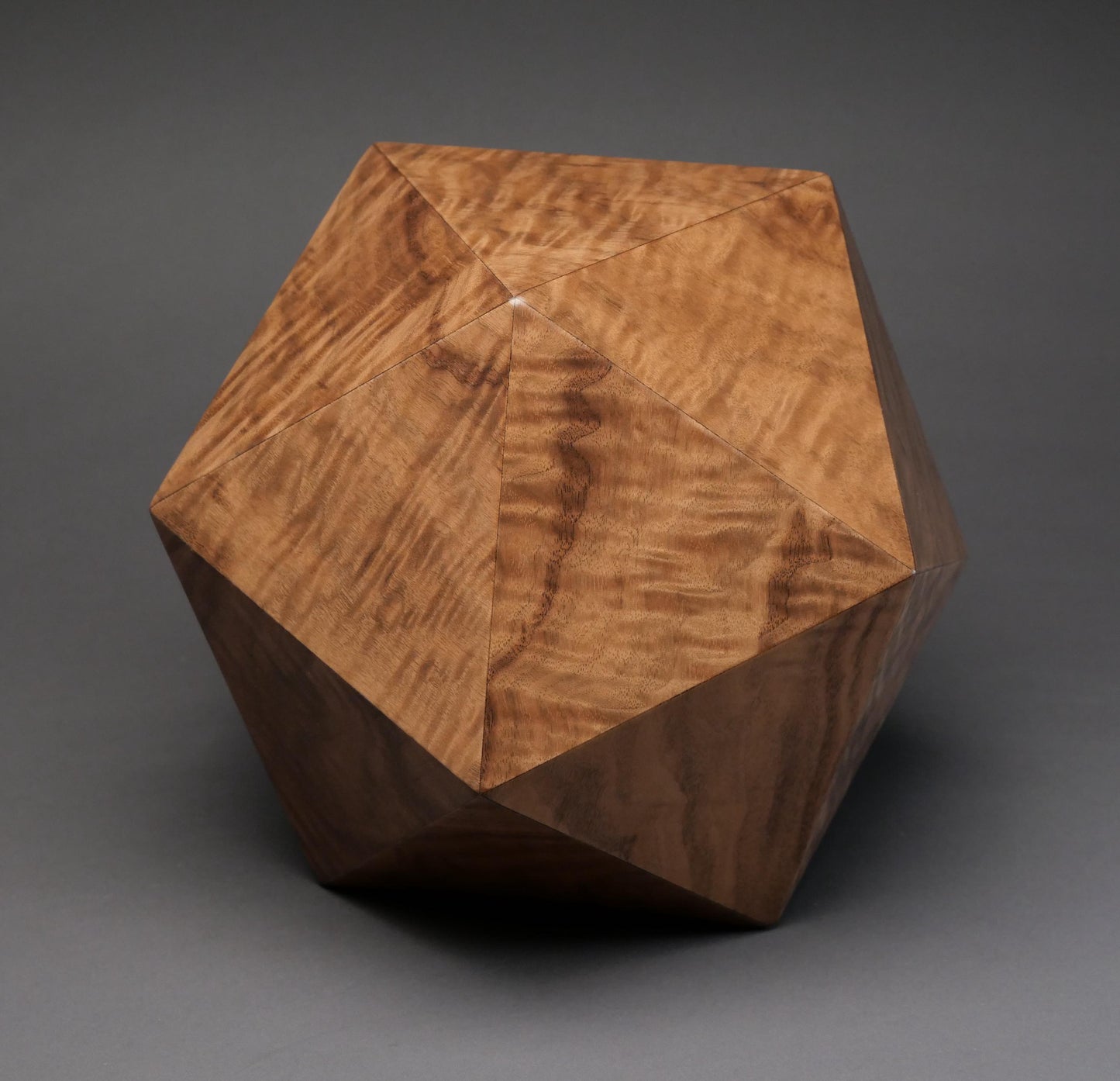 Figured Walnut 20-sided Cremation Urn, Original polyhedron urn for Adult Human Ashes, up to 225 pounds