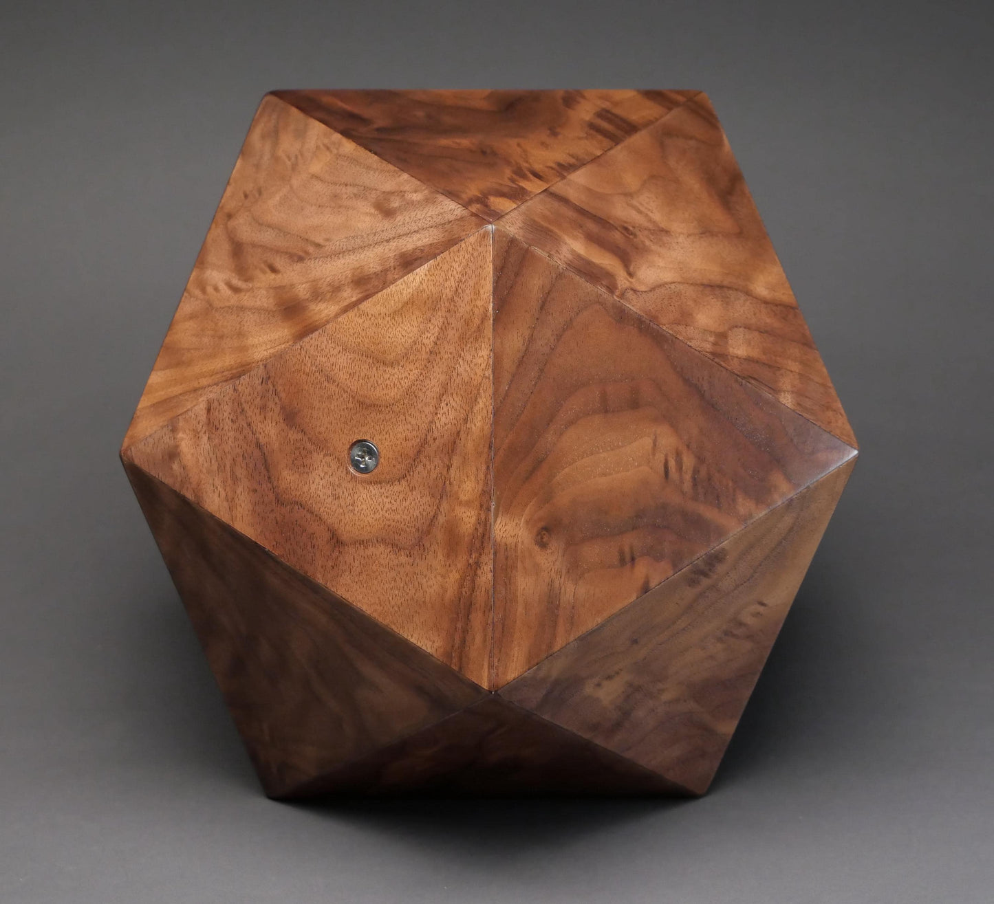 Figured Walnut 20-sided Cremation Urn, Original polyhedron urn for Adult Human Ashes, up to 225 pounds