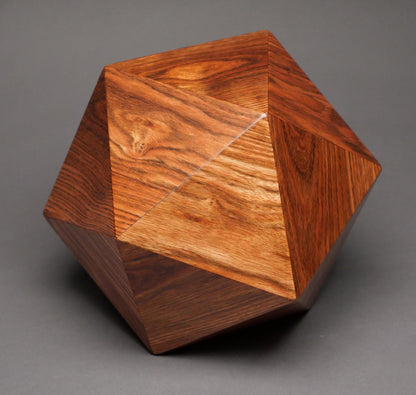 Limited Edition 20-sided Wood Cremation Urn for a Small Human or Pet up to 125 pounds