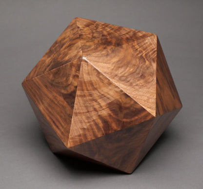 Limited Edition 20-sided Wood Cremation Urn for a Small Human or Pet up to 125 pounds