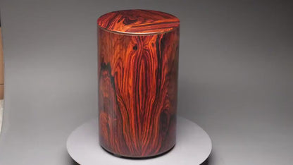 Large Artistic Cremation Urn in Cocobolo wood for Ashes - Vertical Design - 300 Lb Capacity
