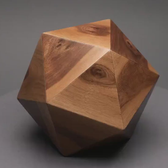 Walnut Wood Icosahedron Urn: Pet & Small Human Ashes