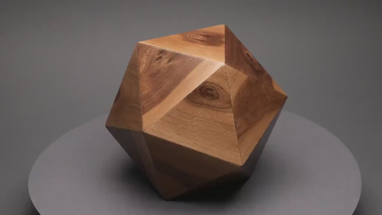 Walnut Wood Icosahedron Urn: Pet & Small Human Ashes